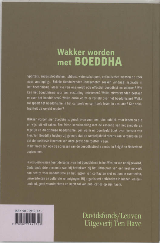 Achterkant van Wakker worden met Boeddha