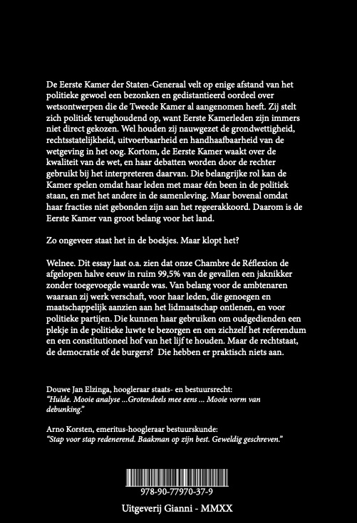 Achterkant van Over het belang van de Eerste Kamer der Staten-Generaal
