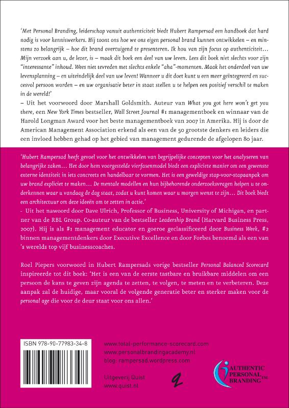 Achterkant van Personal branding, leiderschap vanuit anthenticiteit