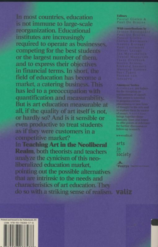 Achterkant van Teaching art in the neoliberal realm