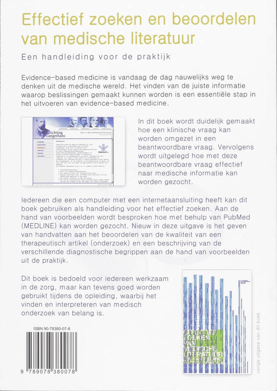 Achterkant van Effectief zoeken en beoordelen van medische literatuur