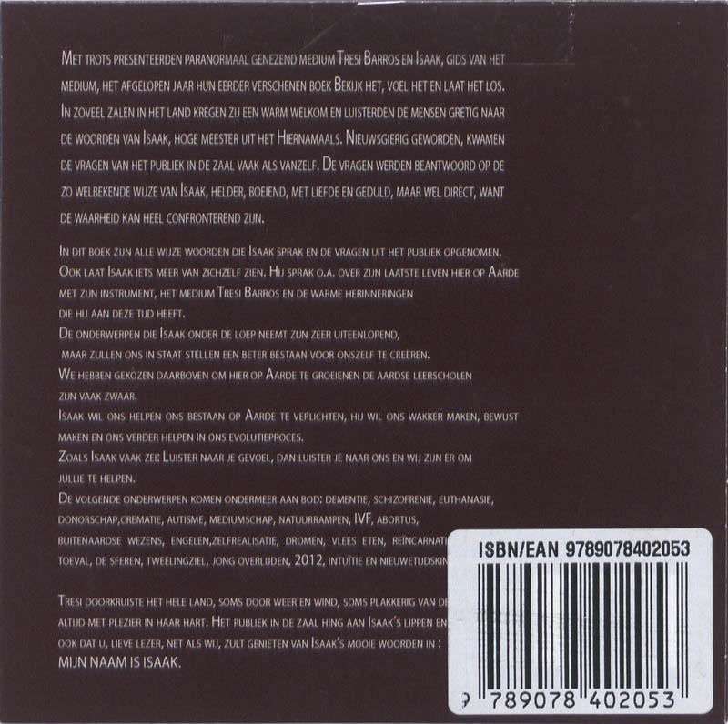 Achterkant van Mijn naam is Isaak cd