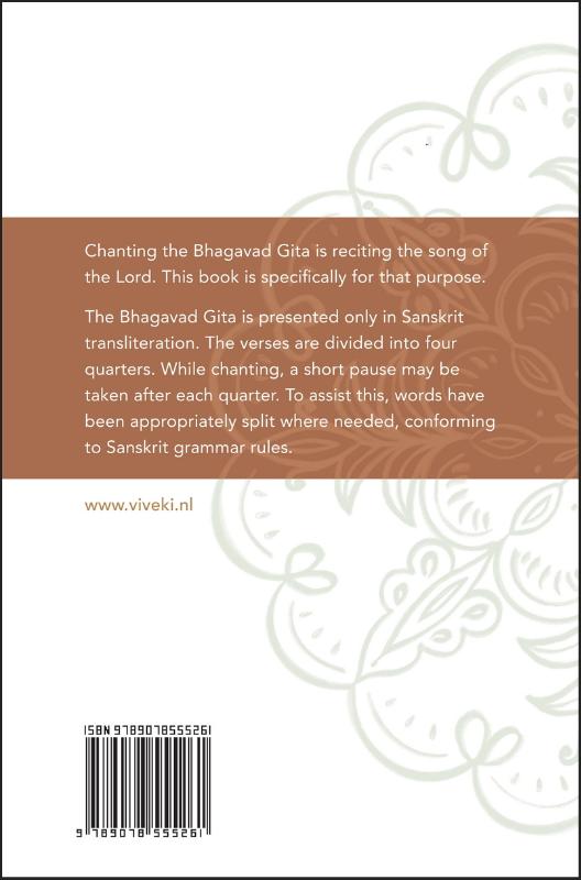 Achterkant van Bhagavad Gita chant book