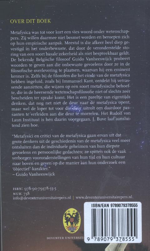Achterkant van Over de metafysische behoefte in de mens