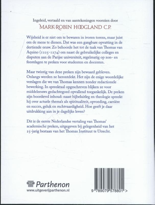 Achterkant van De academische preken
