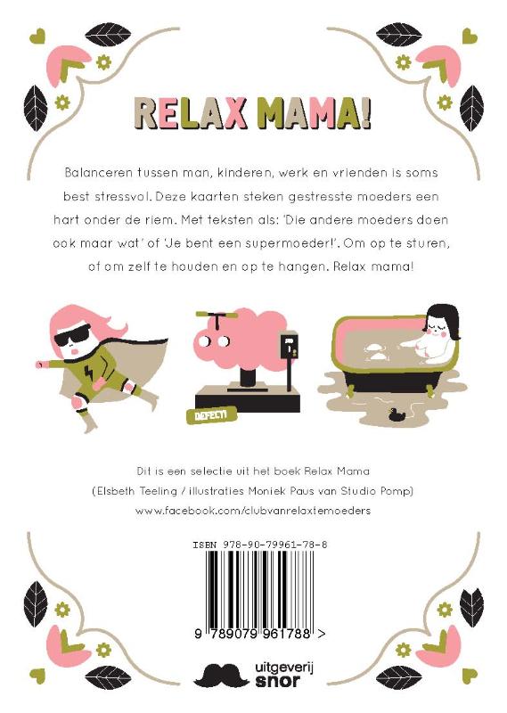 Achterkant van Relax mama postkaarten