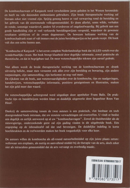 Achterkant van Komboecha of kargasok