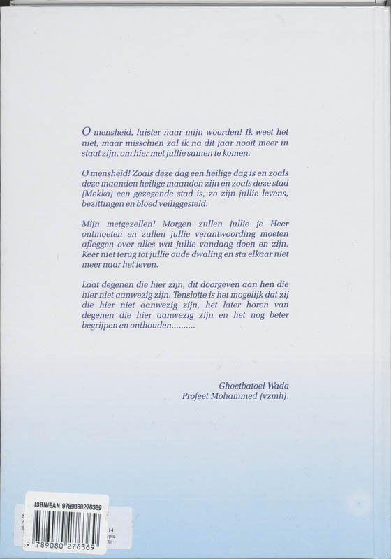 Achterkant van Vertel mij over de Islam