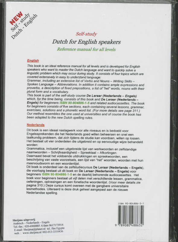 Achterkant van De leraar Nederlands voor Engelssprekenden = The teacher Dutch for english speakers