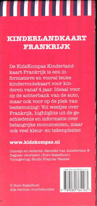 Achterkant van Kidskompas landkaart voor kinderen Frankrijk