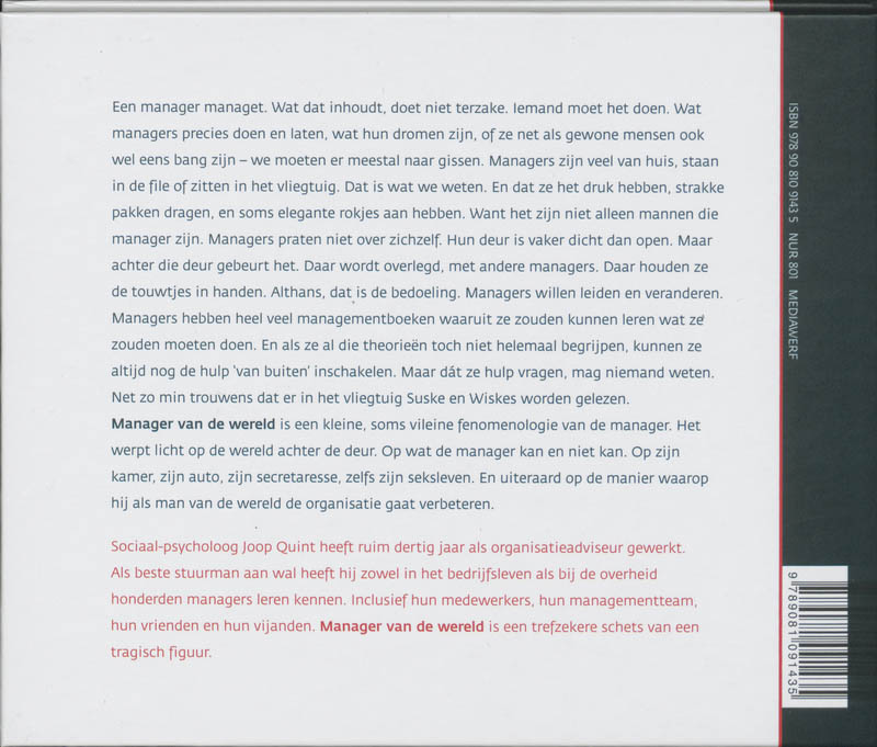 Achterkant van Manager van de wereld