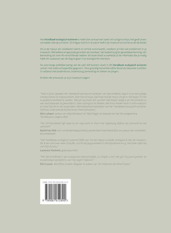 Achterkant van Handboek ecologisch tuinieren