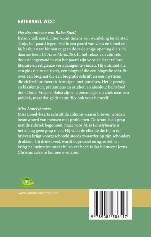 Achterkant van Het droomleven van Balso Snell / Miss Lonelyhearts