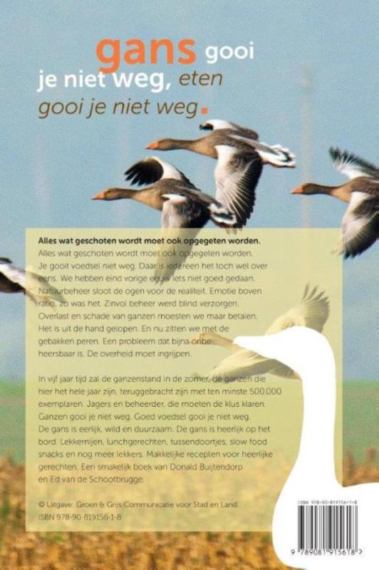 Achterkant van Eerlijk, wild en duurzaam. De gans opeten