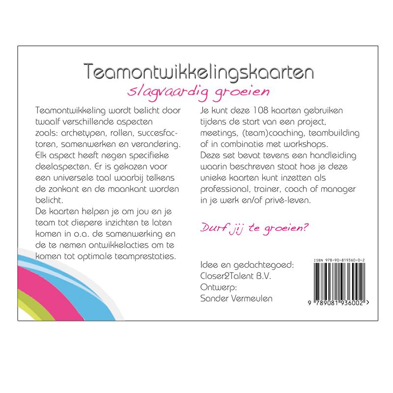 Achterkant van Teamontwikkelingskaarten