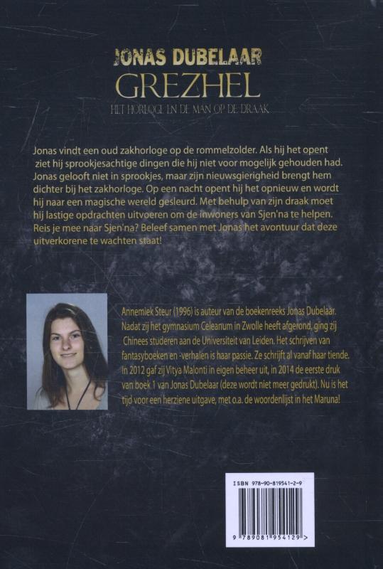Achterkant van Grezhel, het horloge en de man op de draak