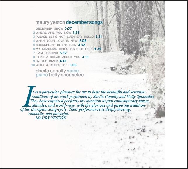 Achterkant van December songs
