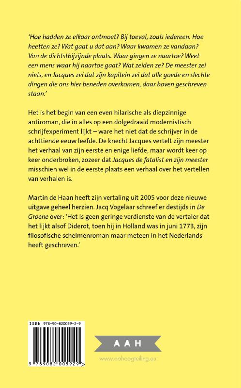 Achterkant van Jacques de fatalist en zijn meester