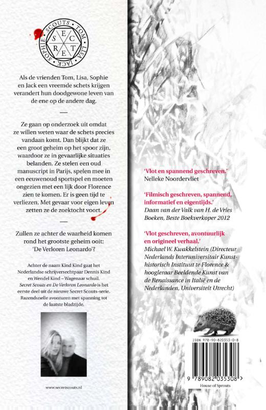 Achterkant van Secret Scouts en de verloren Leonardo
