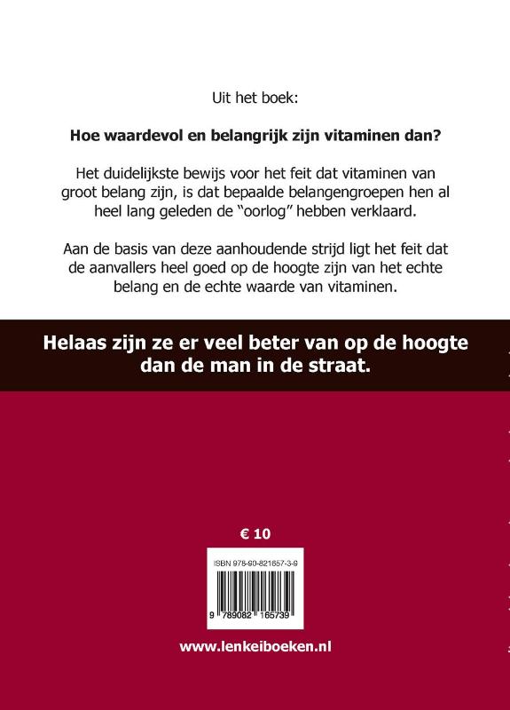 Achterkant van Verslag ter plaatse over de oorlog tegen vitaminen