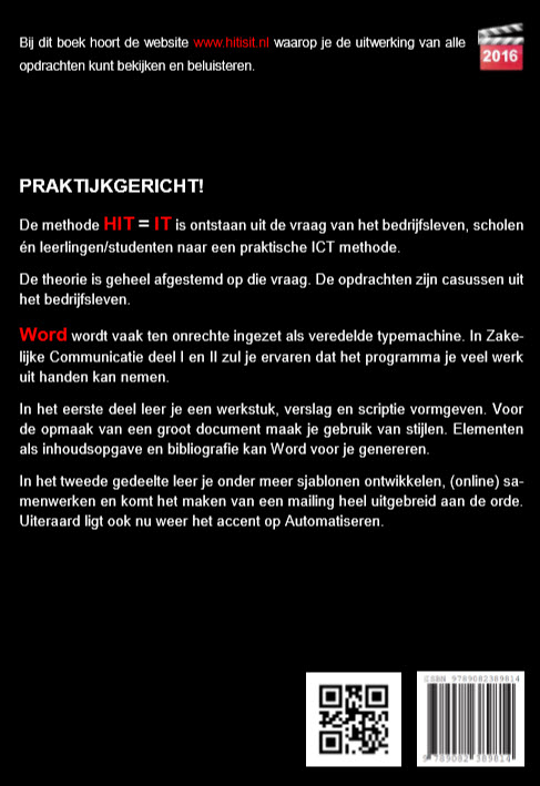 Achterkant van HIT = Word 2016
