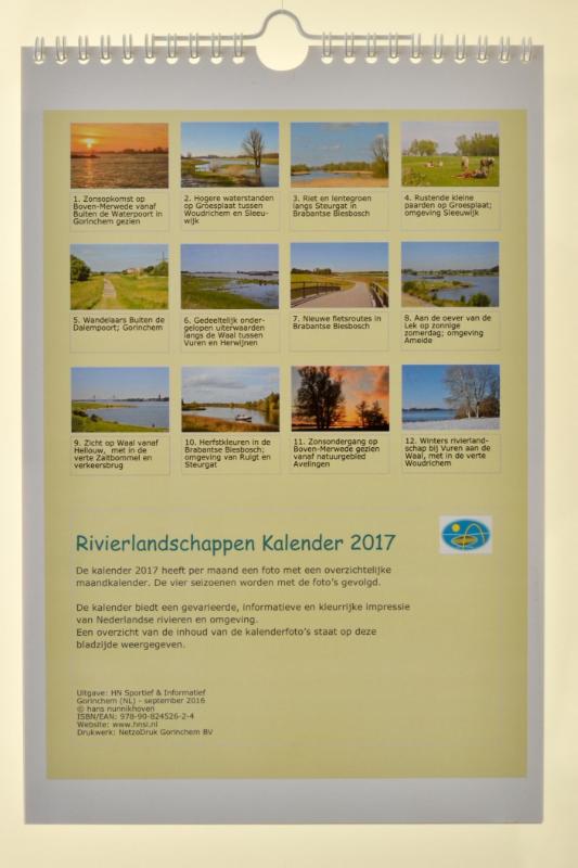 Achterkant van Rivierlandschappen Kalender 2017