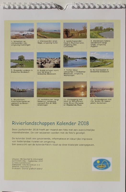 Achterkant van Rivierlandschappen kalender 2018