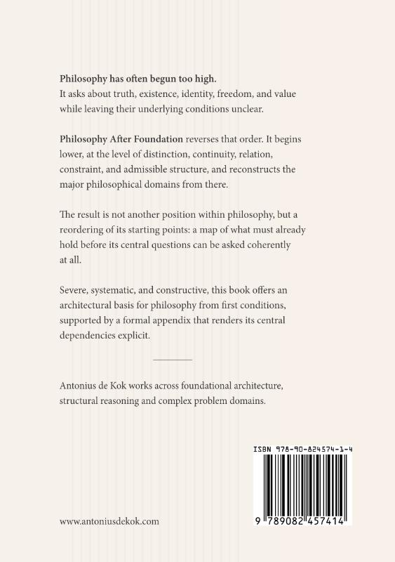 Achterkant van Philosophy After Foundation