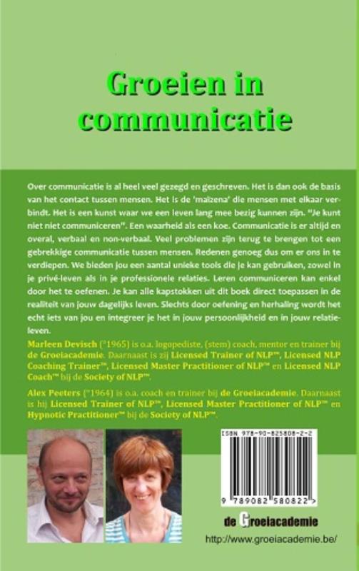 Achterkant van Groeien in communicatie