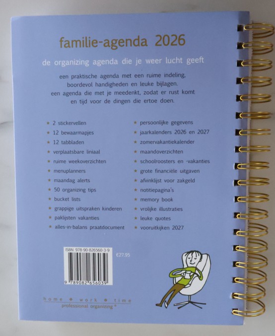 Achterkant van Homeworktime familie-agenda 2026