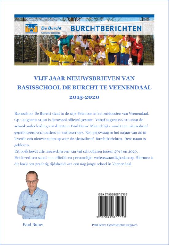 Achterkant van Vijf jaar nieuwsbrieven van basisschool De Burcht te Veenendaal 2015-2020