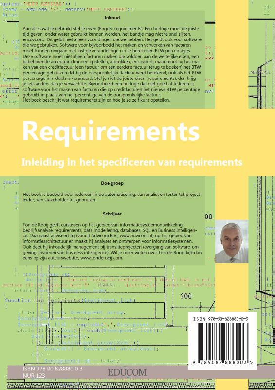 Achterkant van Requirements