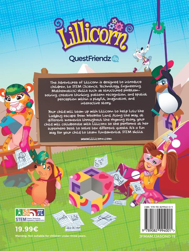 Achterkant van The Adventures of Lillicorn in WooWooland
