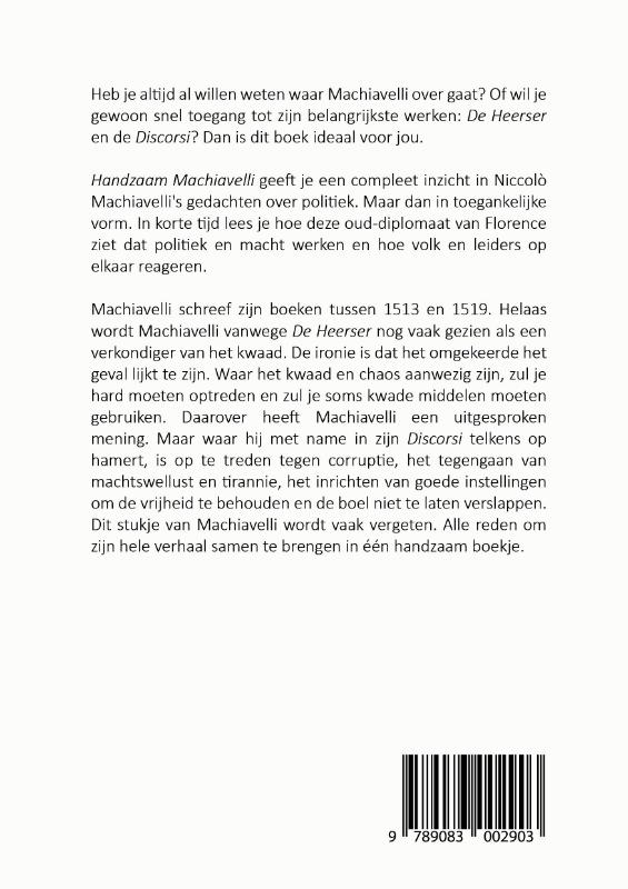 Achterkant van Handzaam Machiavelli