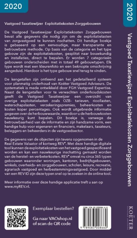 Achterkant van Vastgoed Taxatiewijzer Exploitatiekosten Zorggebouwen 2020