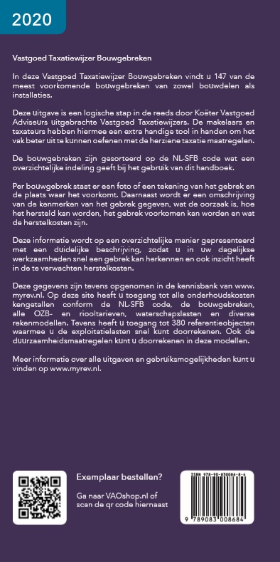 Achterkant van Vastgoed Taxatiewijzer Bouwgebreken 2020