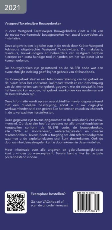 Achterkant van Vastgoed Taxatiewijzer Bouwgebreken 2021