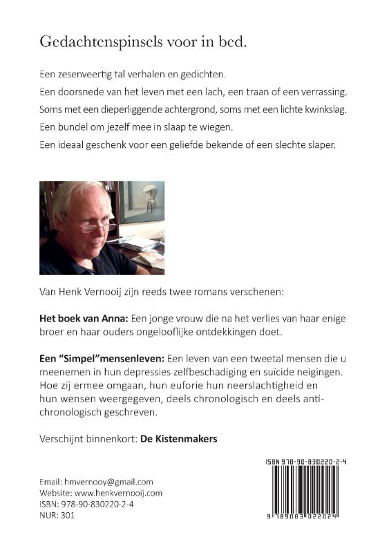 Achterkant van Gedachtenspinsels voor in bed