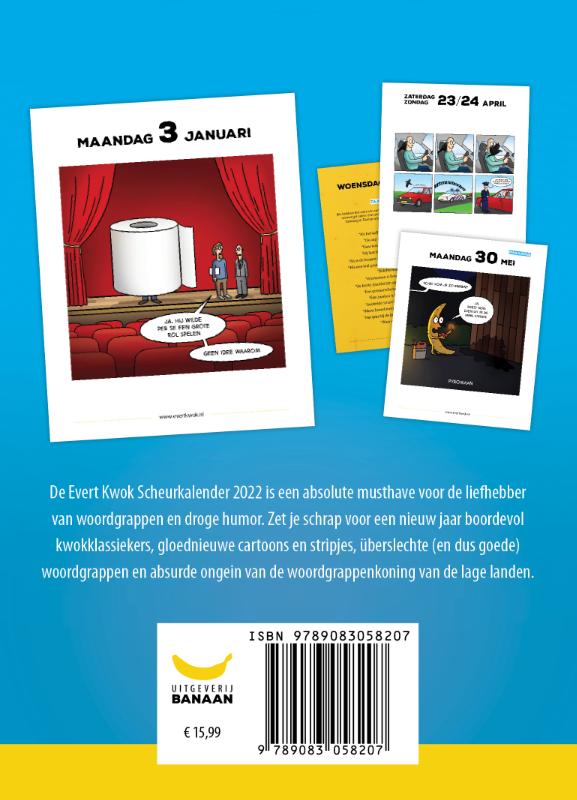 Achterkant van Evert Kwok Scheurkalender 2022