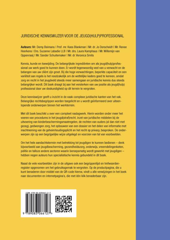 Achterkant van Juridische kenniswijzer voor de jeugd(hulp)professional