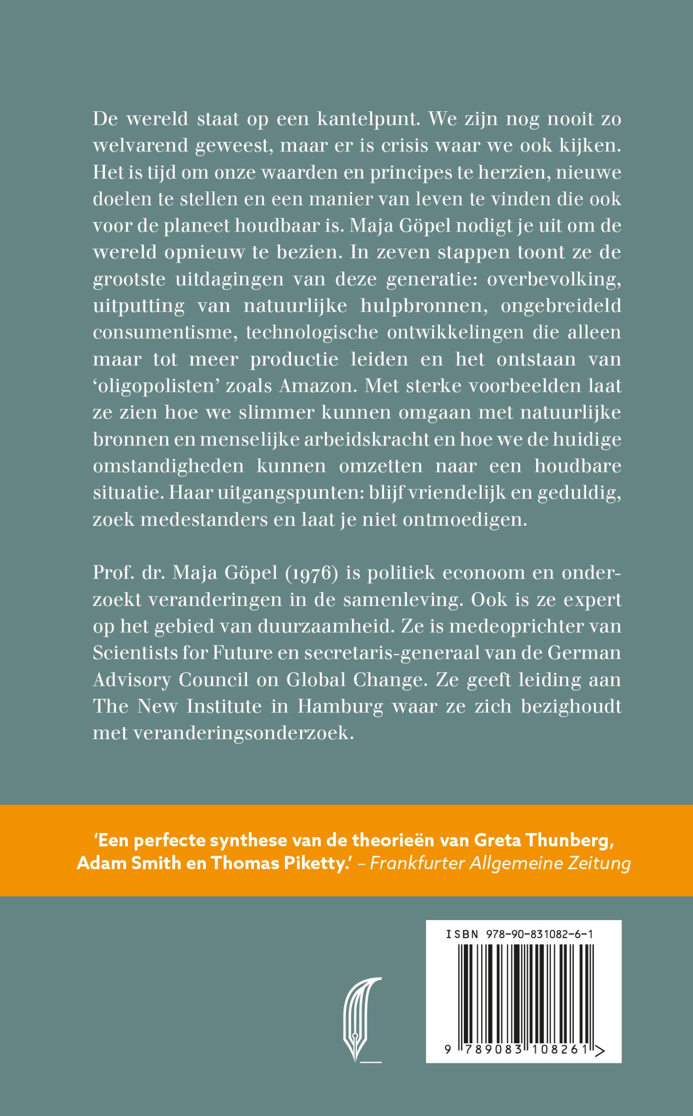 Achterkant van Onze wereld nieuw denken