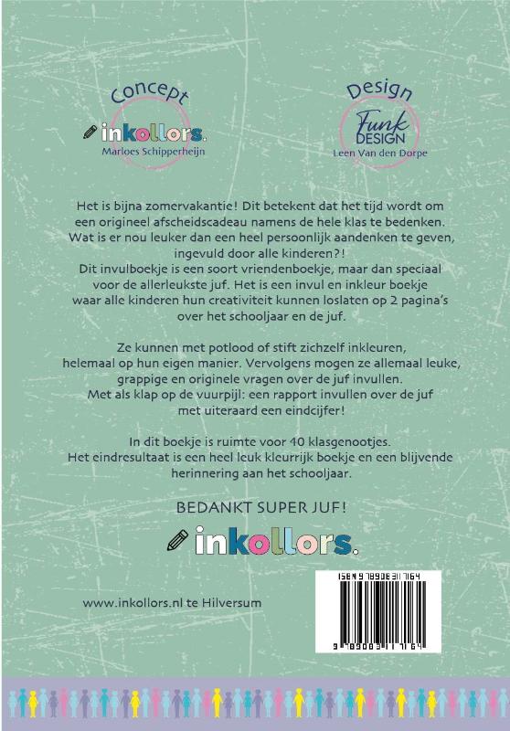 Achterkant van Bedankt boekje juf