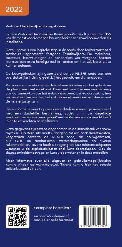 Achterkant van Vastgoed Taxatiewijzer Bouwgebreken 2022