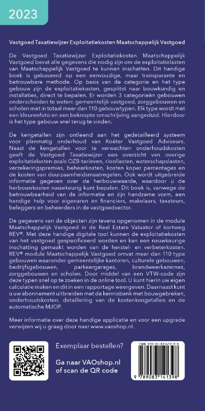 Achterkant van Vastgoed taxatiewijzer maatschappelijk vastgoed 2023