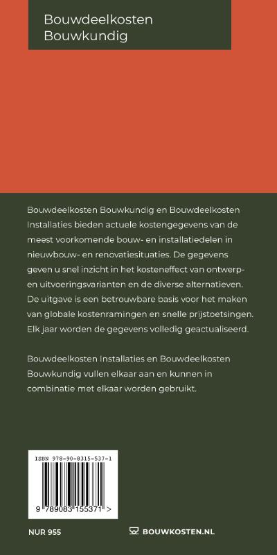 Achterkant van Bouwdeelkosten Bouwkundig 2023
