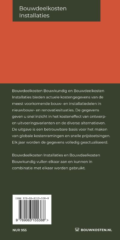 Achterkant van Bouwdeelkosten Installaties 2023