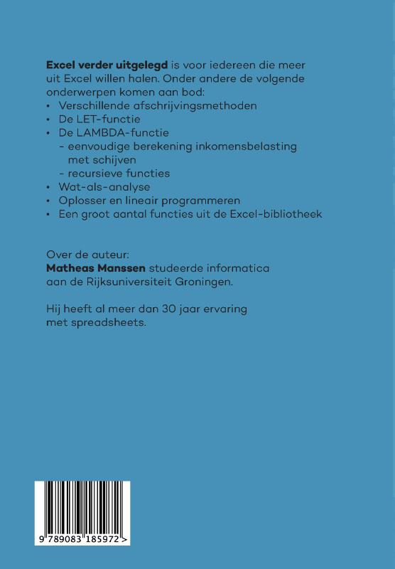 Achterkant van Excel verder uitgelegd