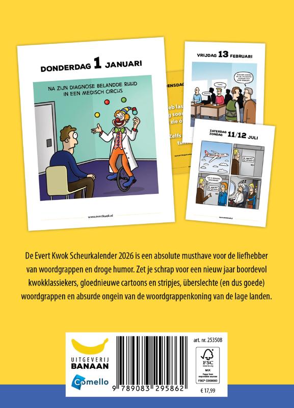 Achterkant van Evert Kwok Scheurkalender 2026