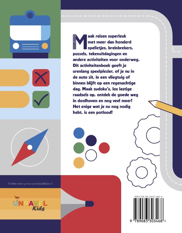 Achterkant van Het spellen voor onderweg vakantie-activiteitenboek