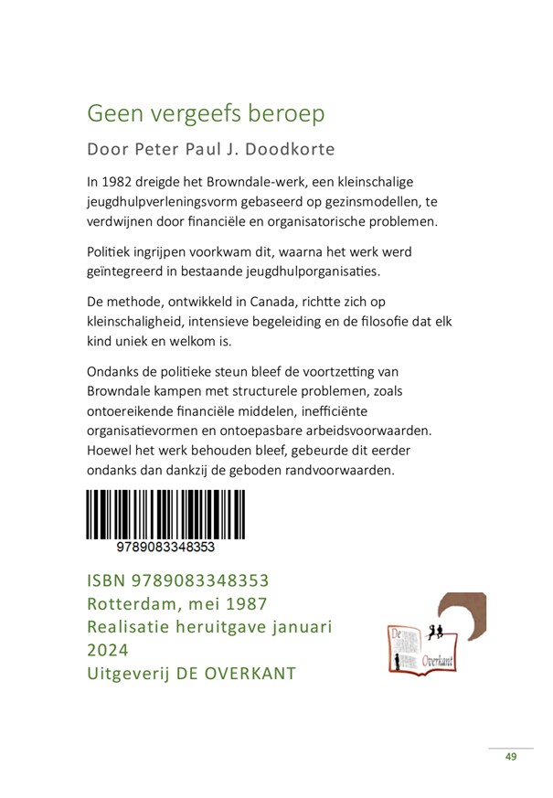 Achterkant van GEEN VERGEEFS BEROEP